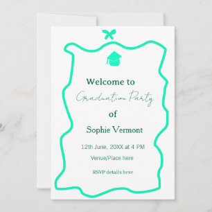 pastel green spanish border bow graduation party invitation