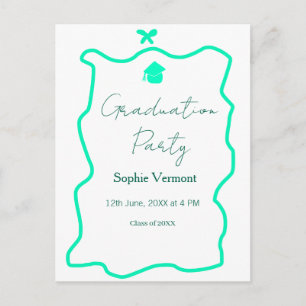 pastel green spanish border bow graduation party postcard
