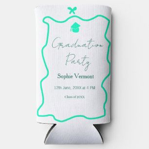 pastel green spanish border bow graduation party seltzer can cooler