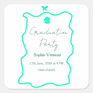 pastel green spanish border bow graduation party  square sticker
