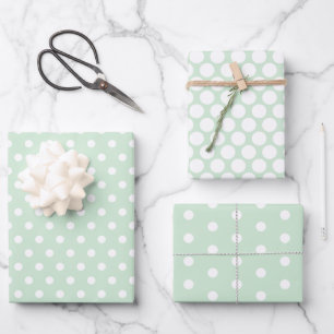 Pastel Green Spotted Wrapping Paper Sheets