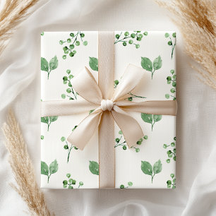 Pastel Green Spring Leaf Floral Wrapping Paper