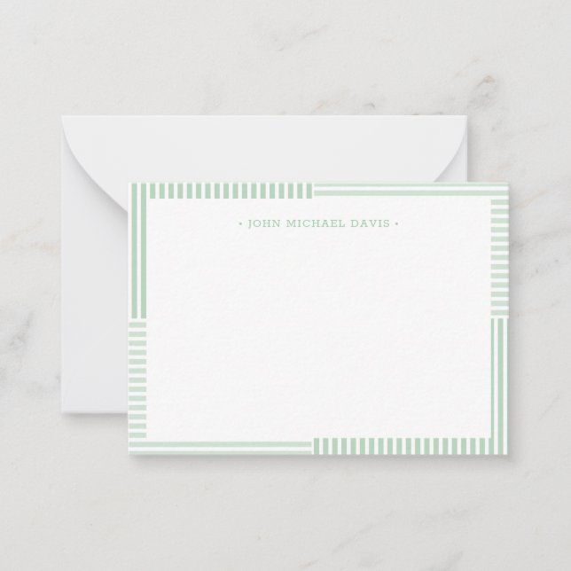 Pastel Green Stripes Children's Note Card (Front)