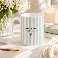 Pastel Green Stripes Custom Text Bow Personalised