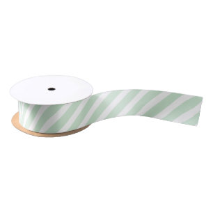 Pastel Green Stripes  Satin Ribbon