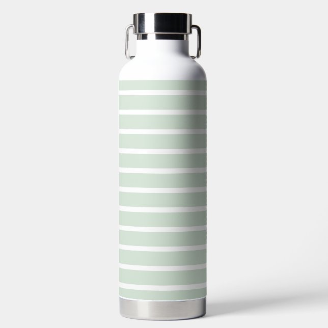 Pastel Green Stripes  Water Bottle (Front)