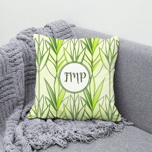  Pastel Green Tropical Foliage Nature Deco Pattern Cushion