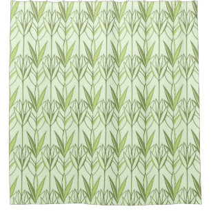 Pastel Green Tropical Foliage Nature Deco Pattern Shower Curtain