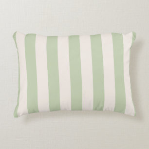 Pastel Green Vertical Stripes Decorative Cushion