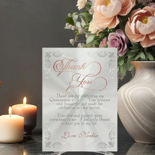 Pastel Green - Vintage Frame & Tiara Quinceanera Thank You Card