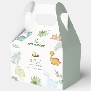 Pastel Green Volcano Tropical Dinosaur Baby Shower Favour Box