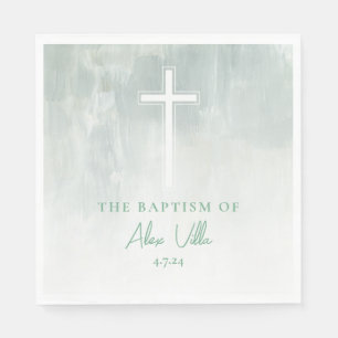 Pastel Green Watercolor Baptism Napkins