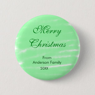 Pastel green watercolor merry christmas modern boh 6 cm round badge