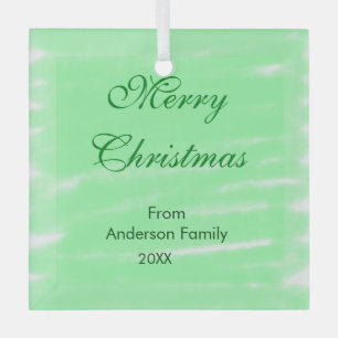 Pastel green watercolor merry christmas modern boh glass tree decoration