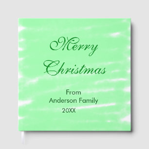 Pastel green watercolor merry christmas modern boh guest book