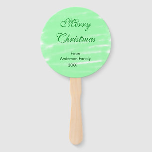 Pastel green watercolor merry christmas modern boh hand fan