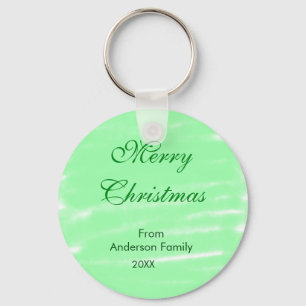 Pastel green watercolor merry christmas modern boh key ring