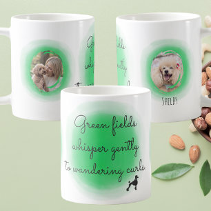 Pastel Green Watercolor Poodle with Custom Photos Coffee Mug