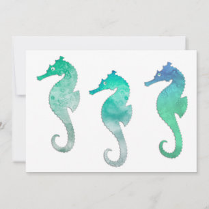 Pastel Green Watercolor Seahorses Invitation