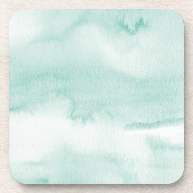 Pastel Green Watercolour Wash Painting Coaster Set (Front)