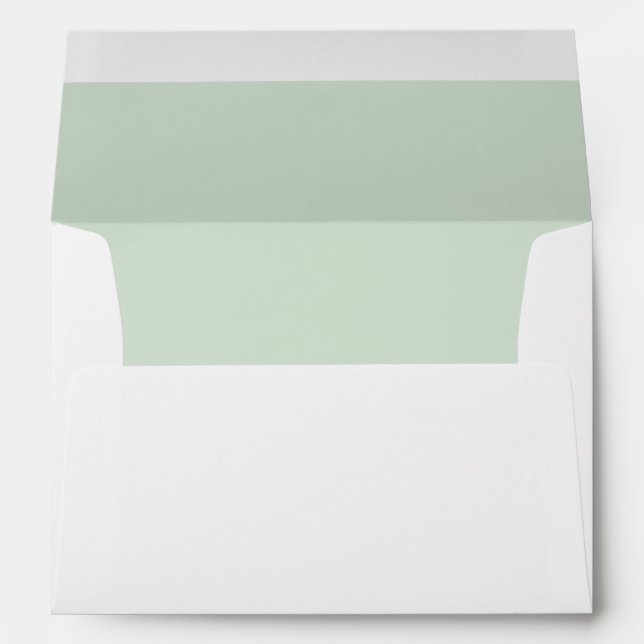 Pastel Green Wedding Elegant Modern Return Address Envelope (Back (Bottom))