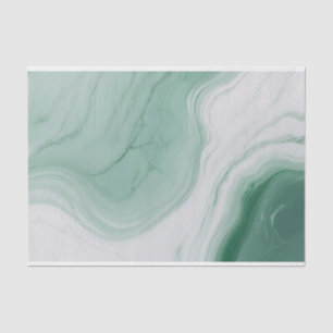 Pastel Green, White Abstract Marble Pattern  Tissue Paper
