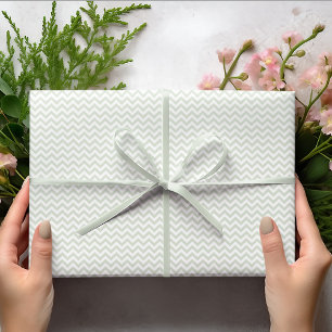 Pastel Green & White Chevron Stripe Baby Shower Wrapping Paper