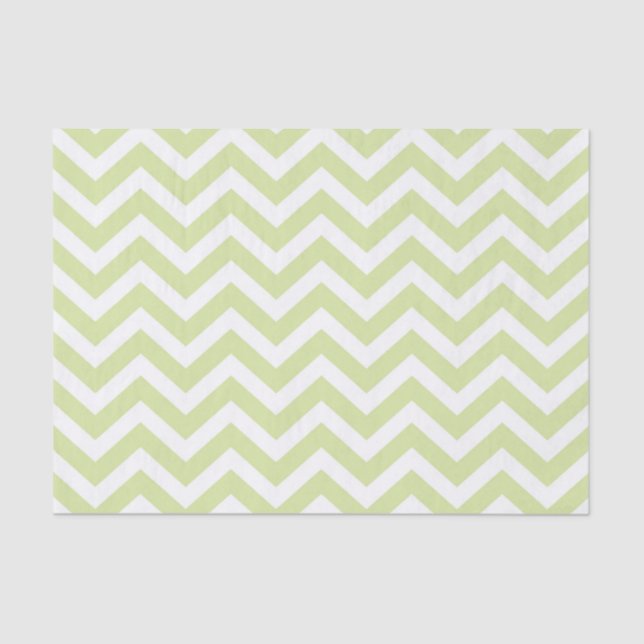 Pastel Green & White Chevron Wedding Birthday Tissue Paper (Front)