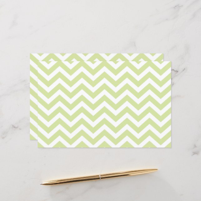 Pastel Green & White Chevron Wedding Cardstock (Front/Back In Situ)