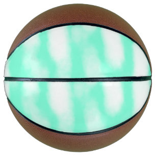 Pastel green white watercolor stripes abstract pat basketball