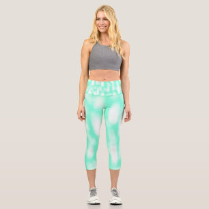 Pastel green white watercolor stripes abstract pat capri leggings