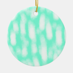 Pastel green white watercolor stripes abstract pat ceramic ornament