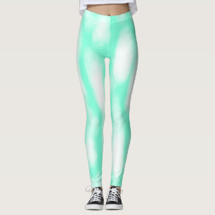Pastel green white watercolor stripes abstract pat leggings