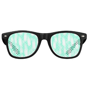 Pastel green white watercolor stripes abstract pat retro sunglasses