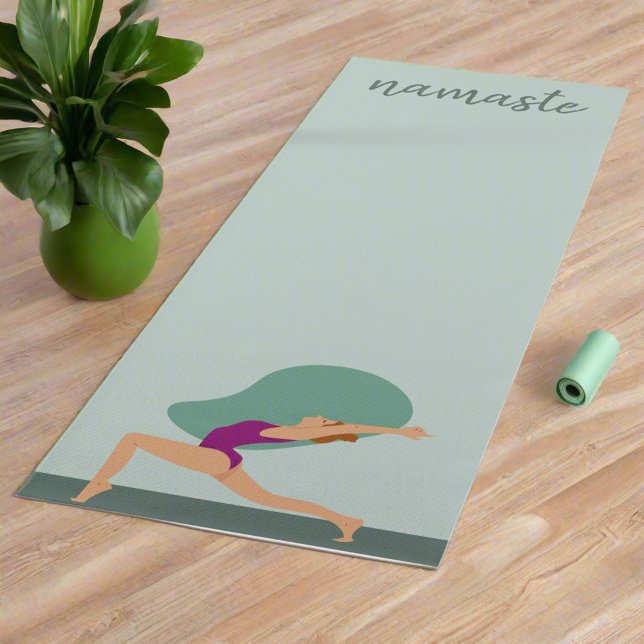 Pastel Green Women Poses Exercises Namaste Yogi Yoga Mat (Creator Uploaded)