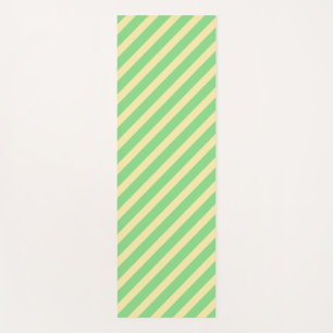 Pastel Green Yellow Diagonal Stripes Yoga Mat