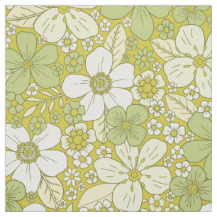 Pastel Green & Yellow Flower Pattern Fabric