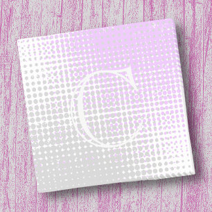 Pastel grey and purple two-tone gradient monogram post-it notes