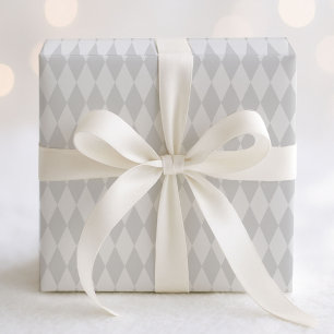 Pastel Grey and White Harlequin Pattern Wrapping Paper