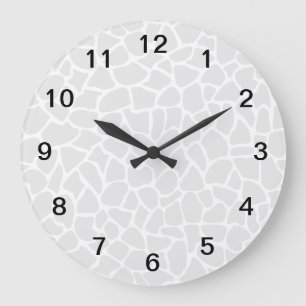 Pastel Grey Animal Print Giraffe Pattern Large Clock