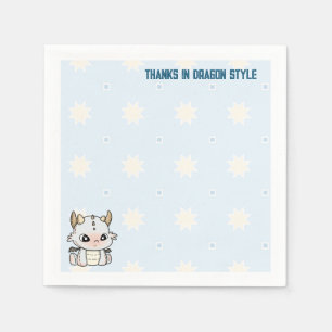 Pastel grey blue baby dragon napkin