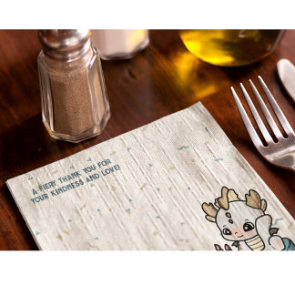 Pastel Grey Blue Cake Baby Dragon Napkin