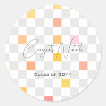 Pastel & Grey Checks Aesthetic Graduation Party