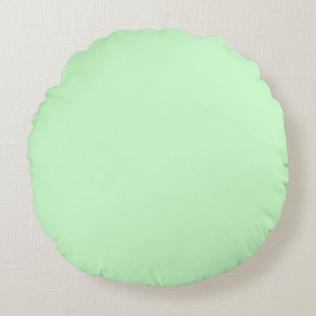 Pastel Grey muted Green solid plain colour Custom Round Cushion (Front)