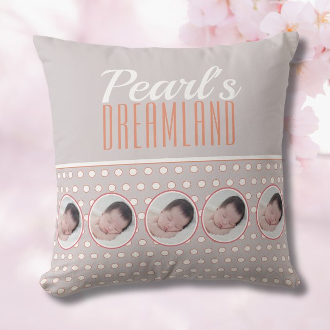 Pastel Grey Polka Dot Nursery Gift Cushion (Creator Uploaded)