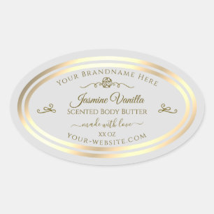 Pastel Grey Product Label Gold Frame Vintage Rose