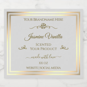 Pastel Grey Product Label Gold Frame Vintage Rose