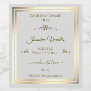 Pastel Grey Product Label Gold Frame Vintage Rose