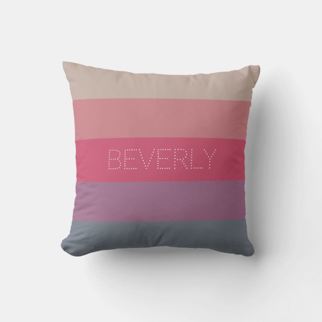 Pastel Grey purple Pink 5 Colours Personalised Nam Cushion (Front)