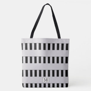 Pastel Grey Stripes on any Colour Custom Monogram Tote Bag